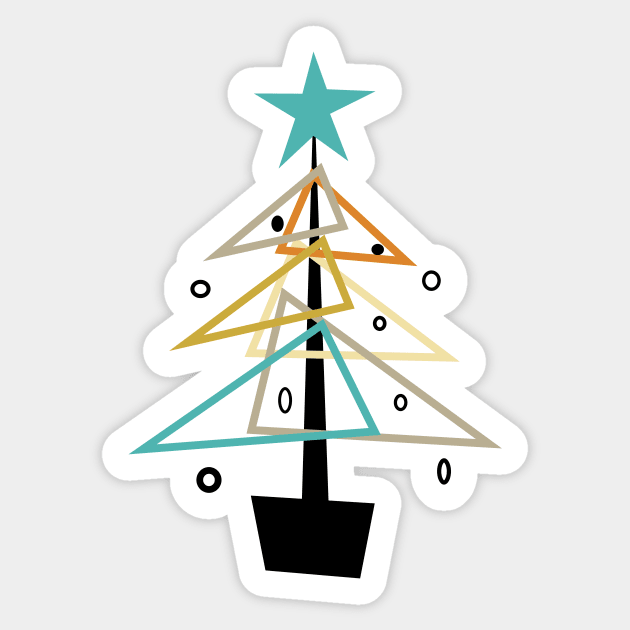 Mid Century Christmas Tree Sticker by OrchardBerry